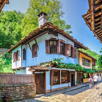 Gabrovo, Etar, Bulgaria - 07.27.2019. Gabrovo, Etar, Bulgaria – 07.27.2019. Craftsman street in the Etar Architectural Ethnographic Complex in Bulgaria on a sunny summer day