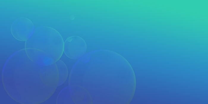 valentines bubbles floating in space, on blue background with copy space