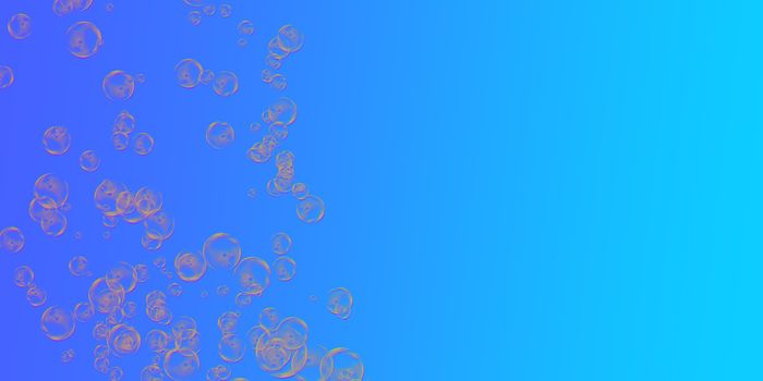 valentines bubbles floating in space, on blue background with copy space