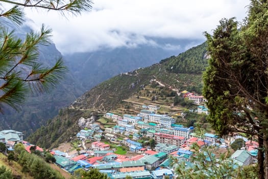 Namche Bazaar village on the way to Everest Base. Nepal. Asia.