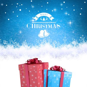 Christmas message against blue background with vignette