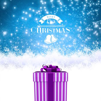 Christmas message against blue background with vignette