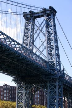 View on Williamsburg bridge from east river