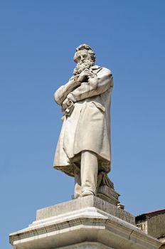 Statue of the great Italian linguist and lexicographer Nicolo Tommaseo erected in the historic Campo Santo Stefano in Venice, Italy.  