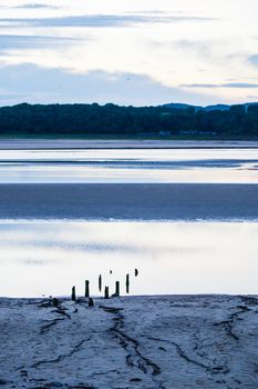 Sunset over the Kent River estuary near Arnside, Cumbria,