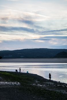 Sunset over the Kent River estuary near Arnside, Cumbria,