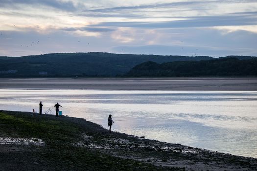 Sunset over the Kent River estuary near Arnside, Cumbria,