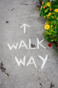 pedestrian road markings on footpath in the village of Dent UK