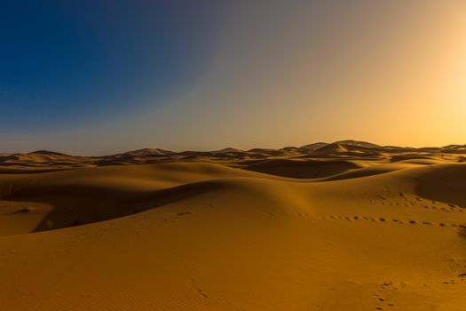 Merzouga in the Sahara Desert in Morocco