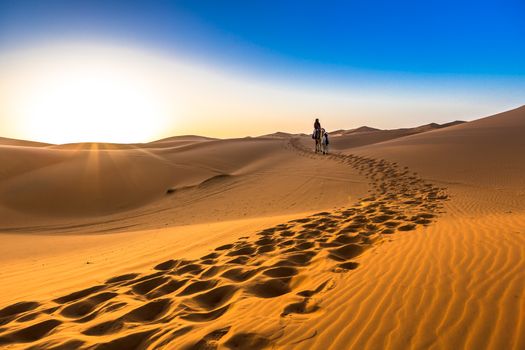 Merzouga in the Sahara Desert in Morocco