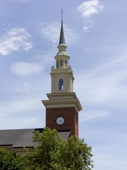 Church steeple with clock