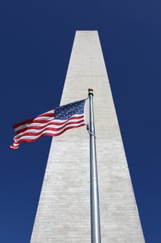 Graphic view of the Washington Monument and Flag
