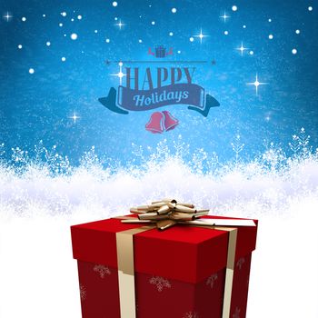 Christmas message against blue background with vignette