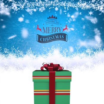 Christmas message against blue background with vignette