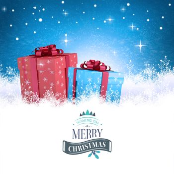 Christmas message against blue background with vignette