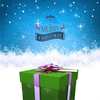 Christmas message against blue background with vignette