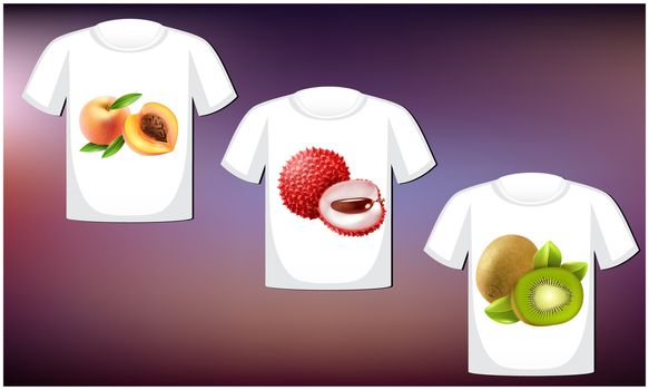 mock up illustration of male wear with fruit art on abstract background