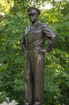LONDON, UK - JULY 25, 2017:  Statue of President and General Dwight D. Eisenhower in Grosvenor Square, Mayfair, London.  On public display since 1989.