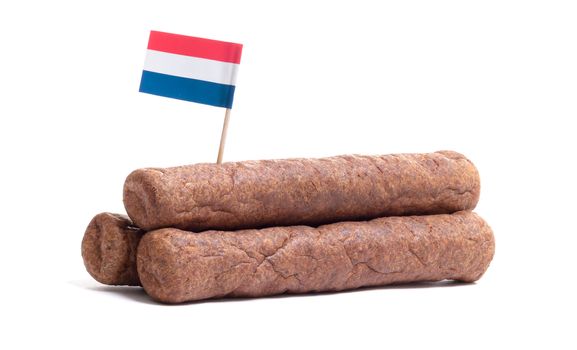 Three frikadellen, a Dutch fast food snack, isolated