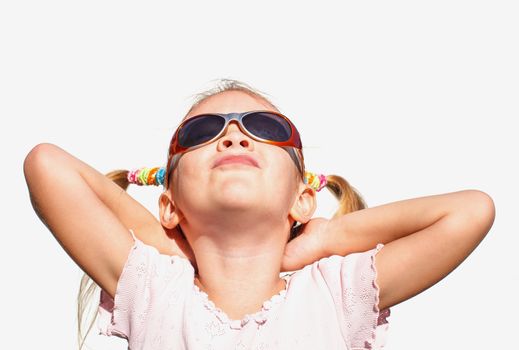 portrait of a little girl in sunglasses