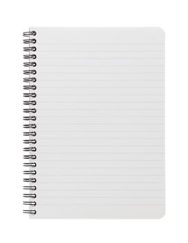 A lined paper notebook isolated on white background