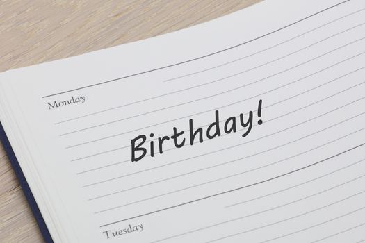 A diary reminder birthday