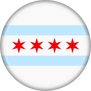 A button illustration City of Chicago flag isolated on a white background with clipping path