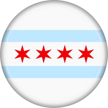 A button illustration City of Chicago flag isolated on a white background with clipping path