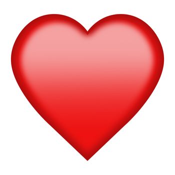 A red heart button isolated on white with clipping path