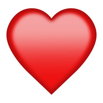 A red heart button isolated on white with clipping path