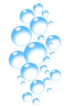 A bubbles background blue on white soap fizz
