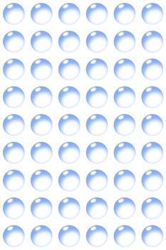 A symetrical background pattern bubbles with reflection on white