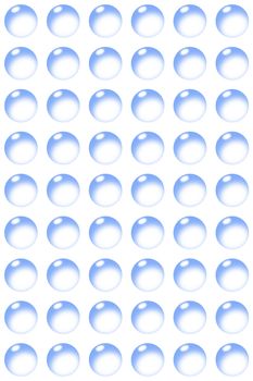 A symetrical background pattern bubbles with reflection on white