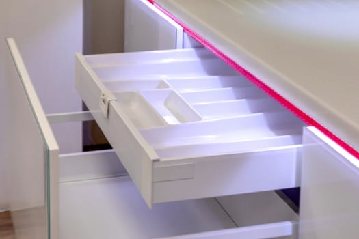 Fragment of a kitchen interior with drawers