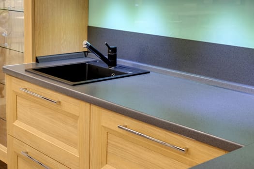 Fragment of a kitchen interior with drawers