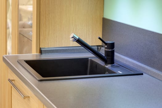 Fragment of a kitchen interior with drawers