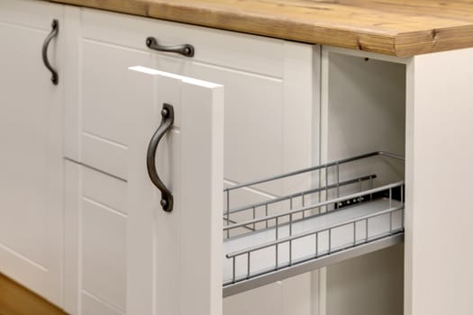 Fragment of a kitchen interior with drawers