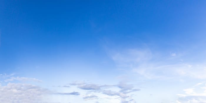 Fantastic soft clouds against blue sky, Panorama white fluffy clouds in the blue sky