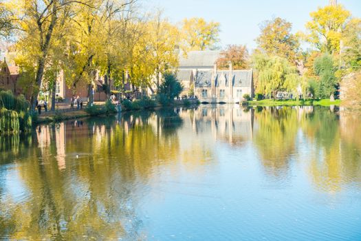 Belgium Bruges Minnewater park and walks in Bruges, Belgium