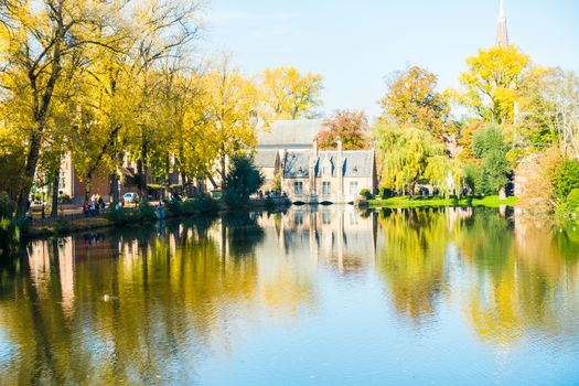 Belgium Bruges Minnewater park and walks in Bruges, Belgium