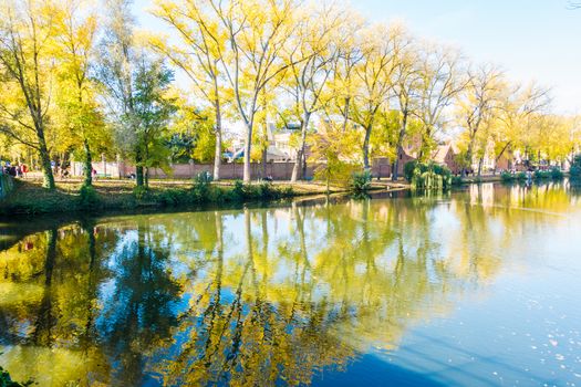 Belgium Bruges Minnewater park and walks in Bruges, Belgium