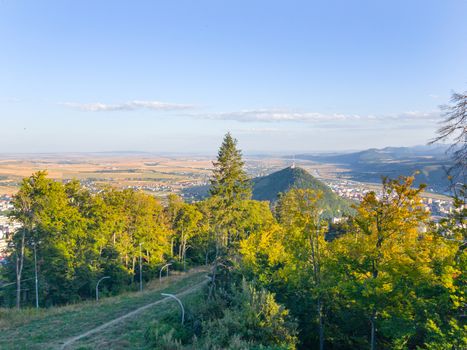 View of the forest and the city in Romania, Piatra Neamt