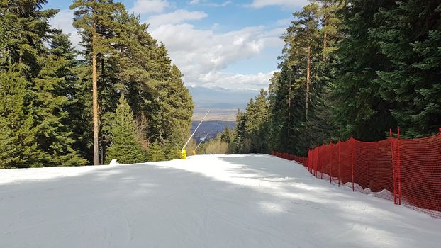 Track for ski contest in Bansko winter resort.