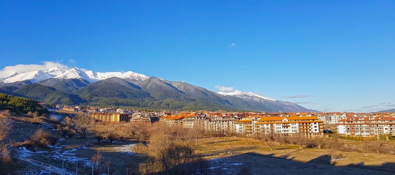 View of Bansko city and surrounding, Pirin mountains