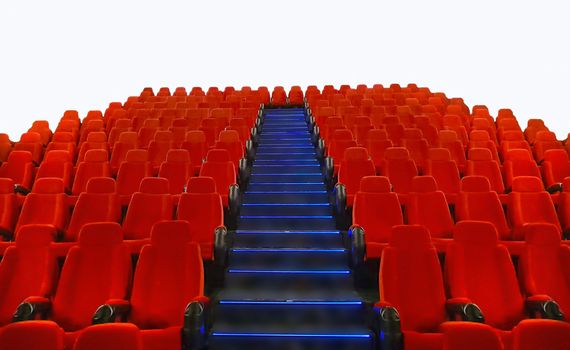 Empty red seats isolated on white