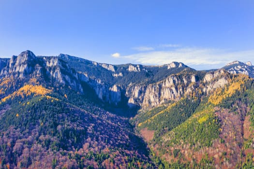 Rocky mountain landscape in the beautiful autumn, Ceahlau mountain with his forests