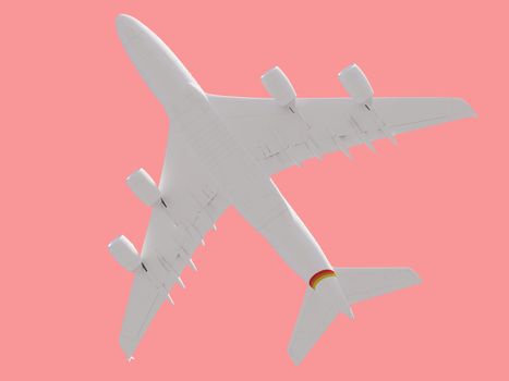 Airplane on yellow background. travel concept. 3d rendering.