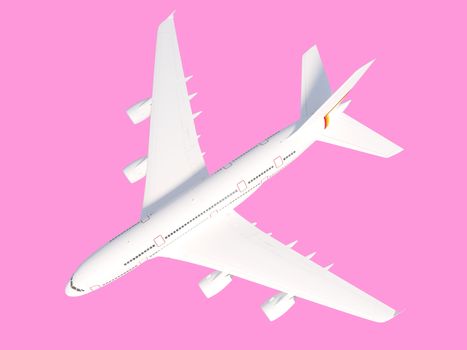 Airplane on yellow background. travel concept. 3d rendering.