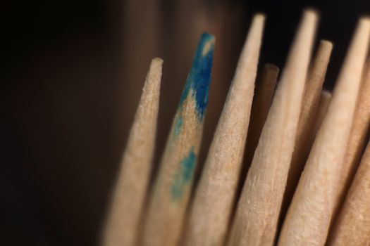 Toothpicks Row Background. Macro Closeup. Top view.