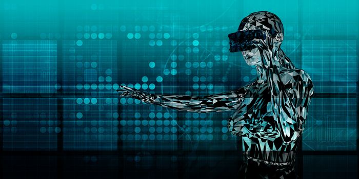 VR Headset Man Using Latest Virtual Reality Device